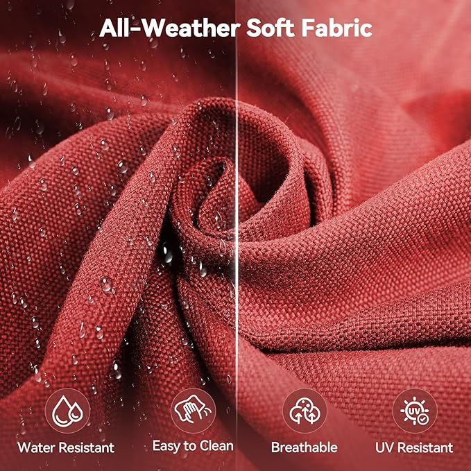 Luxury 6" Outdoor Cushions for Patio Furniture, 24x24x6" Thick Seat Cushion Set of 5, Fade Resistant Couch Chair Replacement Cushions High Density Deep Wicker Chair Cushion w/ Removable Cover, Red