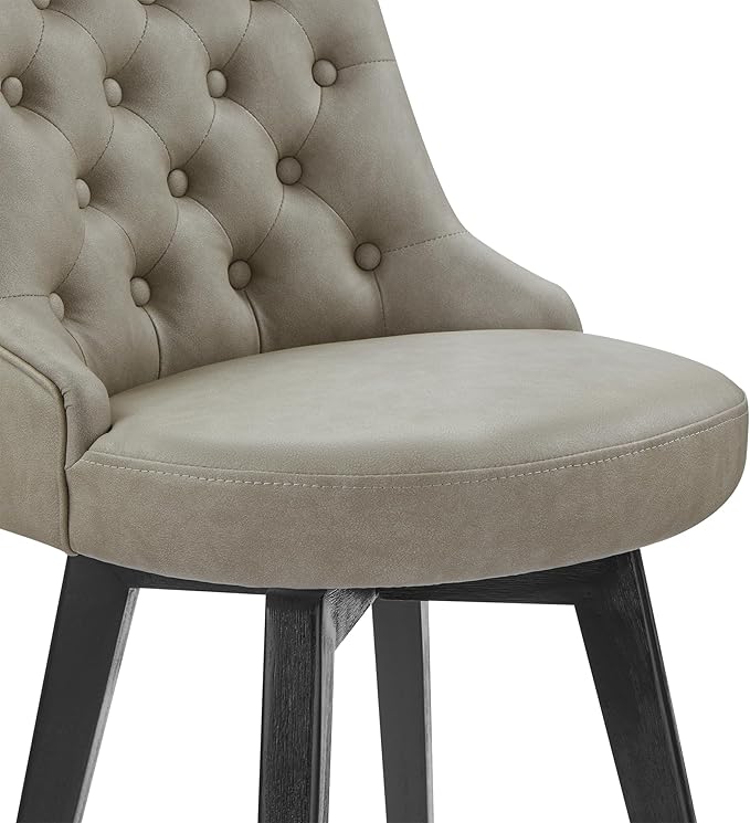 Watson & Whitely Bar Stools, 360° Swivel Upholstered Bar Stool with Back, 30" H Bar Height Barstools, Set of 2, Faux Leather in Stone Grey