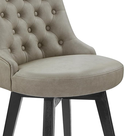 Watson & Whitely Bar Stools, 360° Swivel Upholstered Bar Stool with Back, 30" H Bar Height Barstools, Set of 2, Faux Leather in Stone Grey
