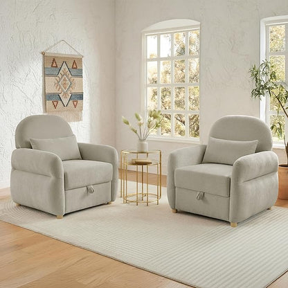 33.5" Mordern Accent Chairs,Reading Chair with Storage,Single Sofa in Chenille Fabric for Living Room, Bedroom and Compact Spaces. (Grey)