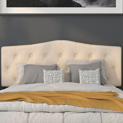 BizChair Tufted Upholstered Queen Size Headboard in Beige Fabric