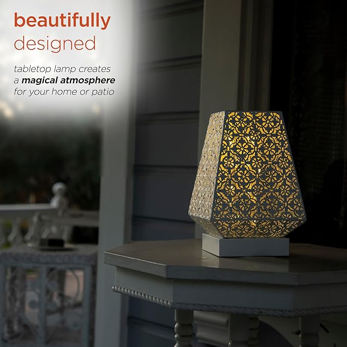 Alpine Corporation LGB104M-WT 10" Tall Tabletop Lamp with Chain Style Filament LED Lights