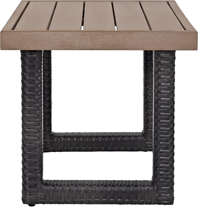 Crosley Furniture Beaufort Beaufort All Weather Rattan Wicker Outdoor Side Table for Patio, Deck, Porch, Brown