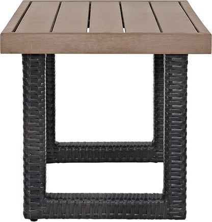 Crosley Furniture Beaufort Beaufort All Weather Rattan Wicker Outdoor Side Table for Patio, Deck, Porch, Brown