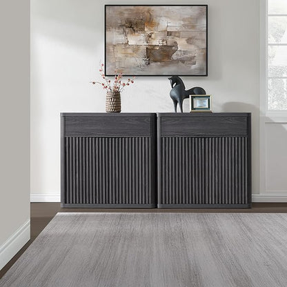 SICOTAS Buffet Cabinet with Storage - Accent Fluted Storage Cabinet with 2 Doors & 1 Drawer 34.6" Wide Modern Sideboard Credenza Large Buffet Table for Living Room Kitchen Dining Room Entryway Office