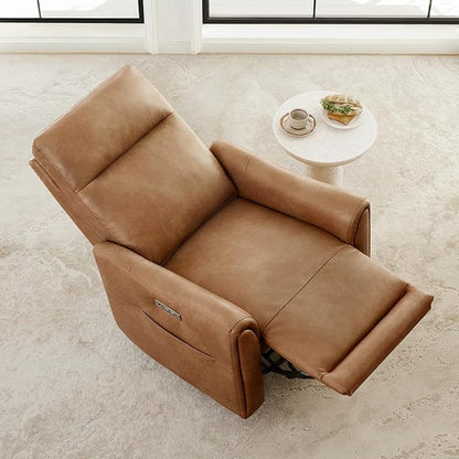 Watson & Whitely Power Swivel Rocker Recliner, Reclining Chair with Memory Foam for Living Room, Faux Leather RC011 (Camel)