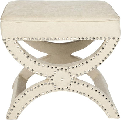 Safavieh MCR4645 Mystic Upholstered Ottoman Color: Cream