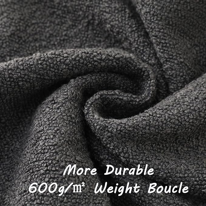 FUTEI Pack of 2 Dark Grey Decorative Throw Pillow Covers 18x18 Inch Soft Cozy Solid Boucle Textured Cushion Case,Modern Home Decor for Couch Bed Living Room
