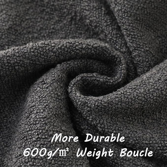 FUTEI Pack of 2 Dark Grey Decorative Throw Pillow Covers 20x20 Inch Soft Cozy Solid Boucle Textured Cushion Case,Modern Home Decor for Couch Bed Living Room