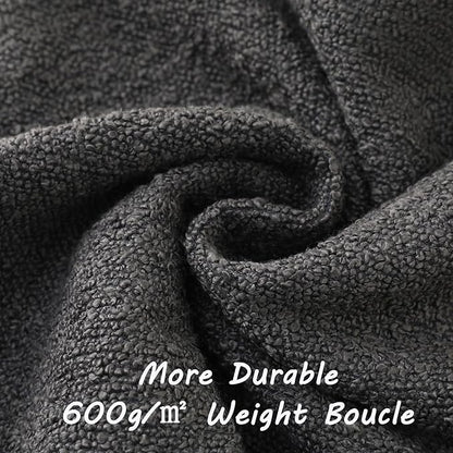 FUTEI Pack of 2 Dark Grey Decorative Throw Pillow Covers 12x20 Inch Soft Cozy Solid Boucle Textured Lumbar Pillow Cases,Modern Home Decor for Couch Bed Living Room