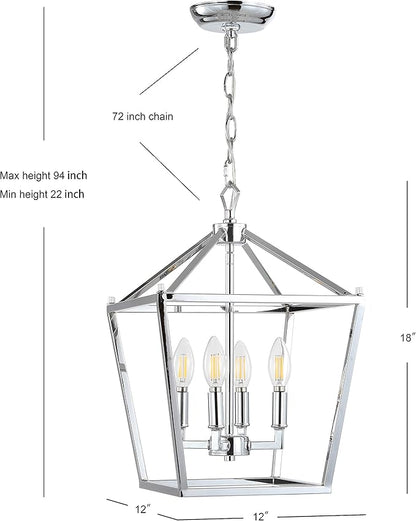 JONATHAN Y JYL7436C Pagoda Lantern Dimmable Adjustable Metal LED Pendant Classic Traditional Farmhouse Dining Room Living Room Kitchen Foyer Bedroom Hallway, 12 in, Chrome