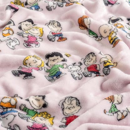 Berkshire Blanket Peanuts® VelvetLoft® Cute Character Snoopy Plush Throw Blanket,Peanuts Laughing Robe Lilac,Throw 55 in x 70 in (Official Peanuts® Product)