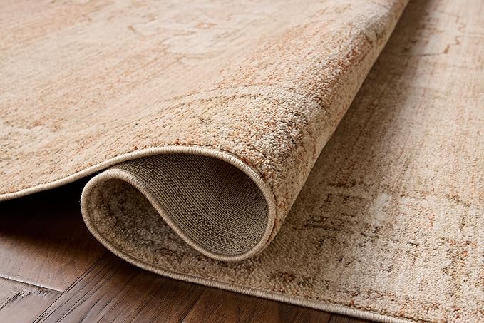 Loloi Chris Loves Julia Palma Collection PLM-02 Spice/Natural 5'-3" x 7'-6" Area Rug Vintage Style Boho Living Room Bedroom Carpet