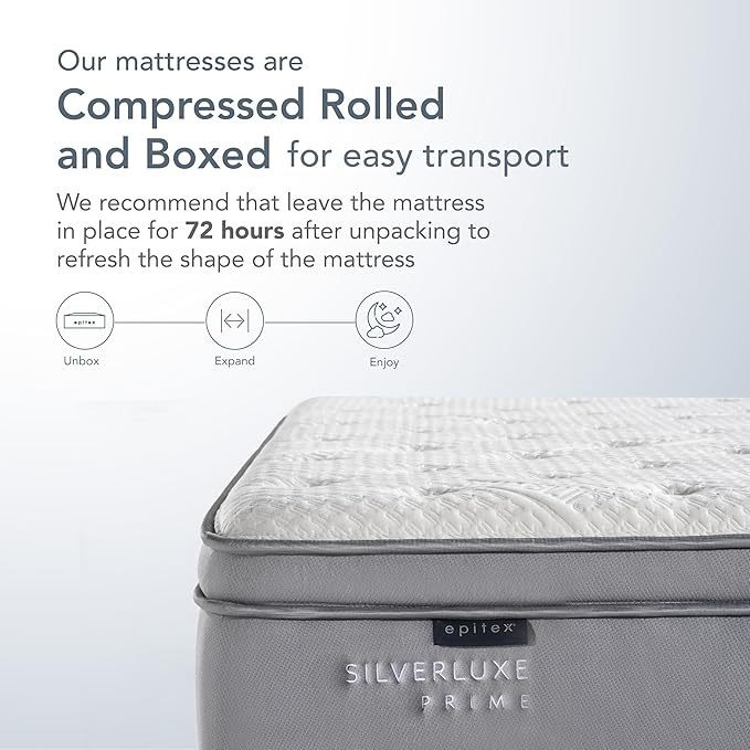 EPITEX Silverluxe Prime Twin Size Mattress, 12 Inch Gel Memory Foam Twin Mattress in a Box, Individual Pocket Spring for Low Motion Transfer, Medium Firm Mattress, Gray