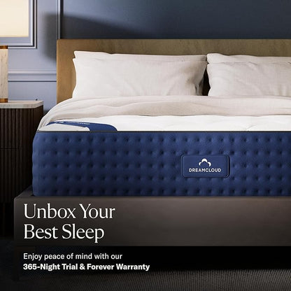 DreamCloud 12" Cal King Mattress - Luxury Hybrid Gel Memory Foam - 365 Night Trial - Premium Pressure-Relieving Layers - Forever Warranty - Mattress in a Box - CertiPUR-US Certified
