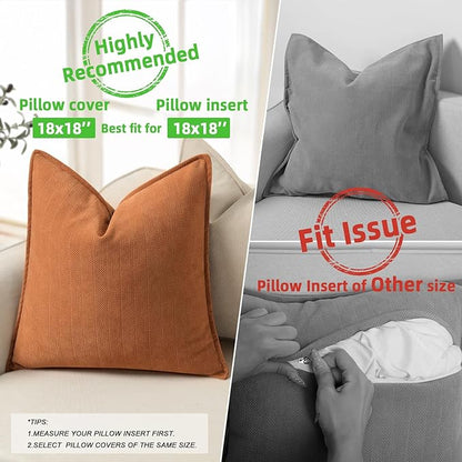 ZWJD Orange Pillow Covers 18x18 Set of 2 Chenille Throw Pillow Covers with Elegant Design Soft and Luxurious Decorative Throw Pillows for Couch, Bed, and Home Decor