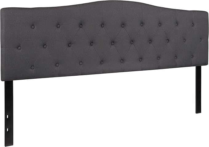 BizChair Tufted Upholstered King Size Headboard in Dark Gray Fabric