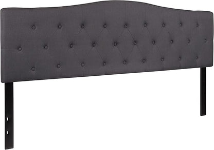 BizChair Tufted Upholstered King Size Headboard in Dark Gray Fabric