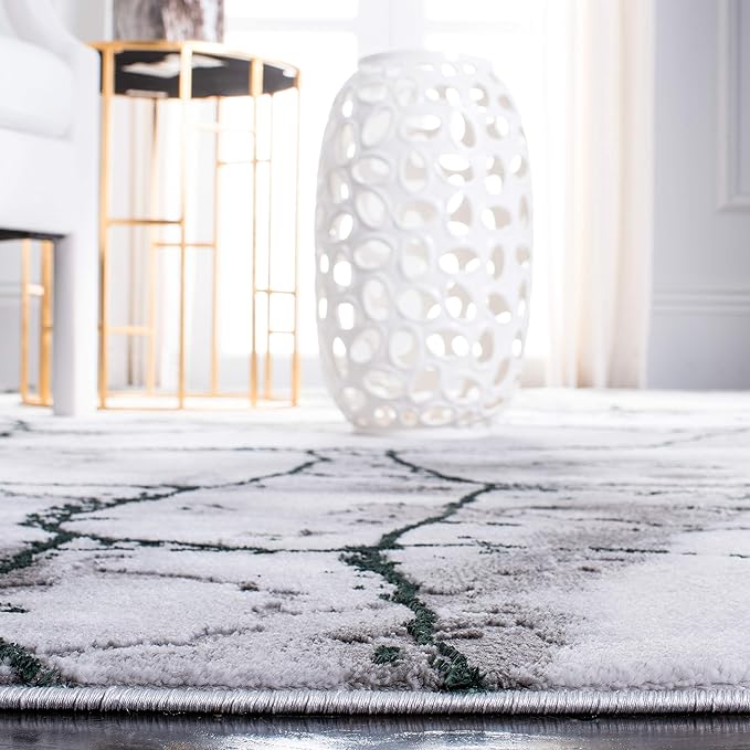 SAFAVIEH Craft Collection Area Rug - 5'3" x 7'6", Grey & Green, Modern Abstract Design, Non-Shedding & Easy Care, Ideal for High Traffic Areas in Living Room, Bedroom (CFT877Y)