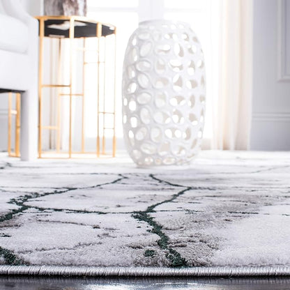 SAFAVIEH Craft Collection Area Rug - 9' x 12', Grey & Green, Modern Abstract Design, Non-Shedding & Easy Care, Ideal for High Traffic Areas in Living Room, Bedroom (CFT877Y)