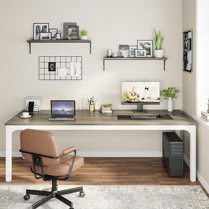 Tribesigns 78.7 Inches Extra Long Computer Desk 2 Person Desk, Double Long Desk, Workstaion for Home Office, Oak+White