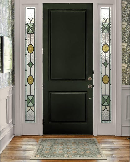 RUGGABLE x Morris & Co Washable Area Rug– Pimpernel Vintage Green 2x3, Stain-Resistant, Non-Slip – Small Machine Washable Rugs for Living Room, Bedroom, Hallway, Entryway & Bathroom–with Standard Pad
