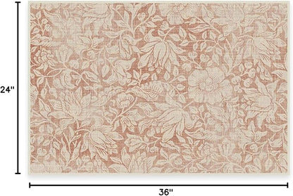 RUGGABLE x Morris & Co Washable Area Rug – Mallow Rust Red 2x3, Stain-Resistant, Non-Slip – Small Machine Washable Rugs for Living Room, Bedroom, Hallway, Entryway & Bathroom–with Standard Pad