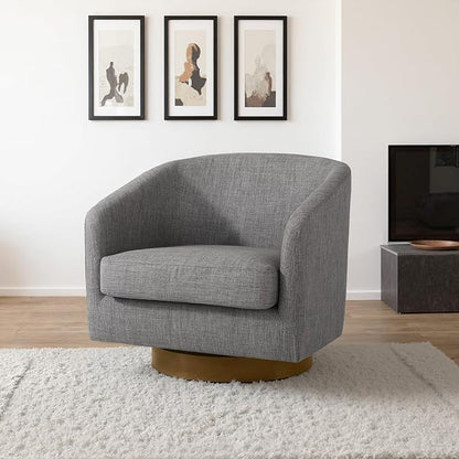 Lumibee Swivel Accent Chair, Chenille Fabric Swivel Barrel Chair for Living Room, Modern Comfy Upholstered Round Armchair Single Sofa Chair for Bedroom, Club-Grey