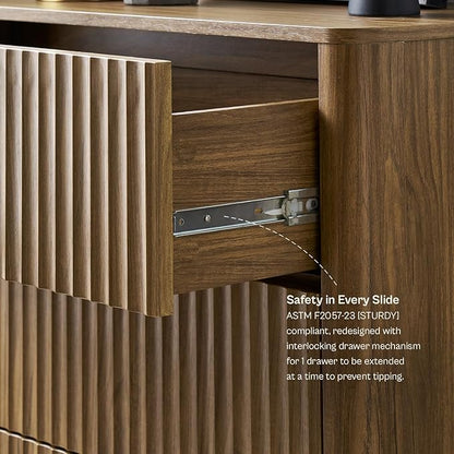 mopio Blake 3 Drawer Dresser for Bedroom, Chest of Drawers, Wood Dresser Organizer, Modern Farmhouse, Tall Night Stand, Enhanced Safety, Sturdy Compliant (1, Walnut, One Size)