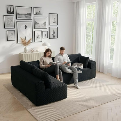 106" Cloud Modular Sectional Sofa Couch,L-Shape Modern Boneless Sectional Couch with Deep Seat,Upholstered Couches for Living Room Bedroom,No Assembly Required,Black