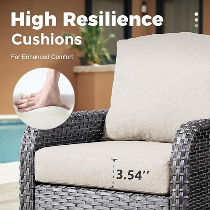 4 Pieces Wicker Patio Furniture - All-Weather PE Wicker Outdoor Conversation Bistro Set Loveseat Chairs with Table,Outdoor Rattan Sofa Chair High Back Deep Seating,Beige