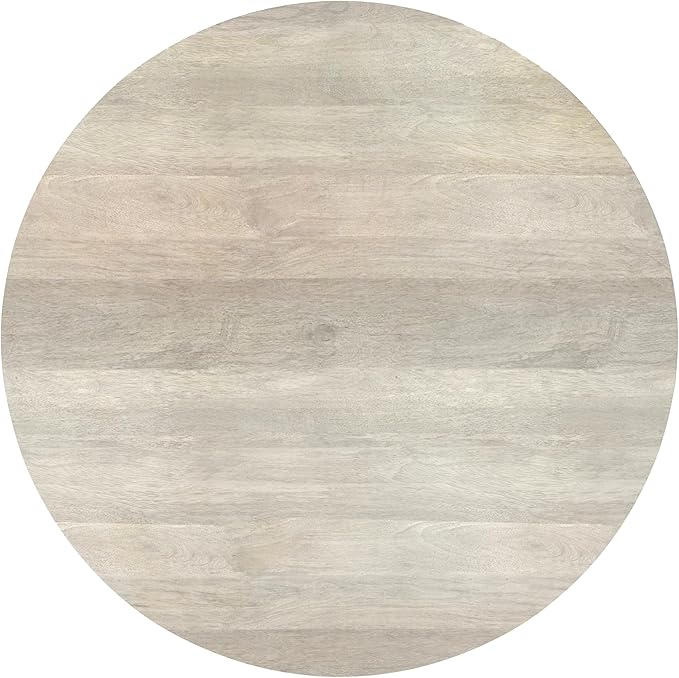 SIMPLIHOME Millbury Drum Coffee Table - 36 inch Wide Solid Mango Wood Round Living Room Table in White Wash, Contemporary Cocktail Table for Family Room or Lounge with Large Surface, Assembled