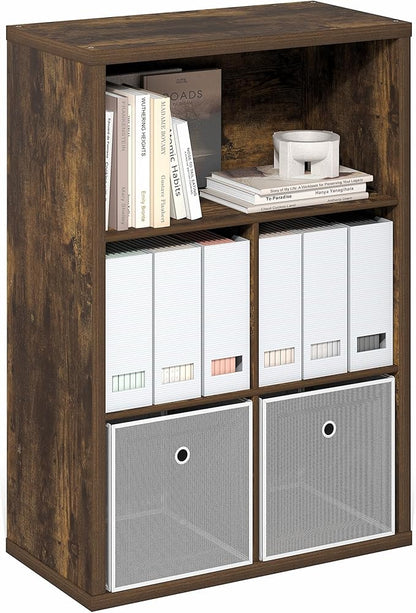 Furinno Cubicle Book Shelf, 5-Cube Bookshelf, Cube Storage Organizer Bookcase with Closed Back, 15.3 x 29.9 x 43.3, for Living Room, Bedroom, Home Office, Amber Pine