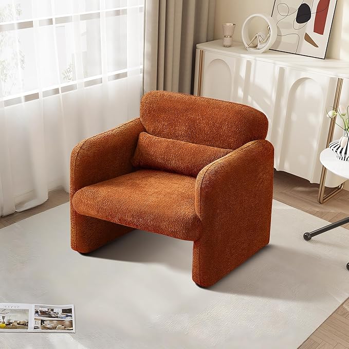 33.9'' Raindrop Velvet Fabric Accent Chair with Arms, Modern Single Sofa Chair Armchair Upholstered Comfy Reading Arm Chair for Bedroom, Living Room