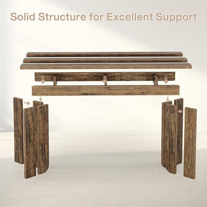 Tribesigns 70.9-Inch Extra Long Console Table, Farmhouse Sofa Console Table with Widened Tabletop, Entryway Accent Tables with Sturdy Double Pedestal for Living Room (Rustic Brown)