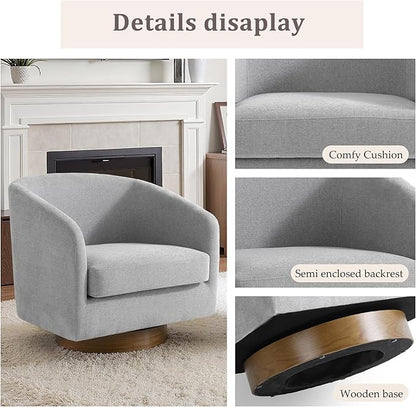 Lumibee Swivel Accent Chairs Set of 2, Chenille Fabric Swivel Barrel Chairs for Living Room, Modern Comfy Upholstered Round Armchairs Single Sofa Chairs for Bedroom, Club-Light Gray