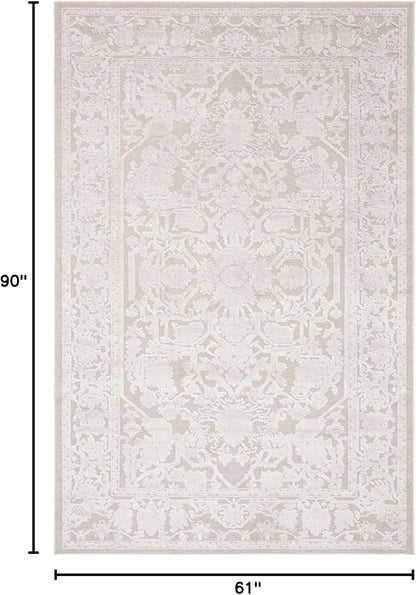 SAFAVIEH Reflection Collection Area Rug - 5'1" x 7'6", Cream & Ivory, Non-Shedding & Easy Cleaning, Ideal for Living Room, Bedroom (RFT665D)