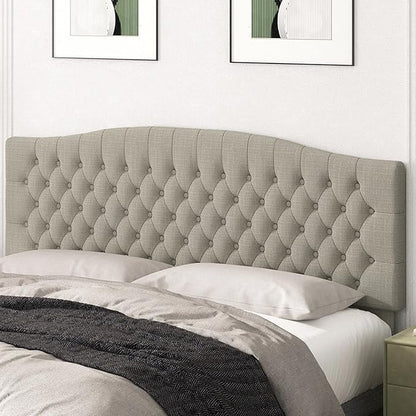 King Headboard Only, Upholstered Headboard King for Adjustable Bed Linen Tufted Calking Size Wall Mounted Head Board with Solid Wood Legs Head Board, Linen