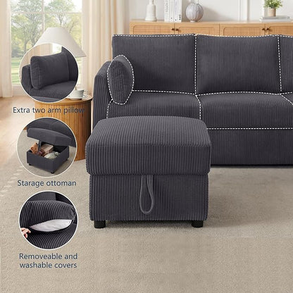Small Storage Ottoman Sqare Footrest Bench Stool for Apartment,Bedroom,Living Room,Bonus Room and Compact Spaces. (Grey, Ottoman)
