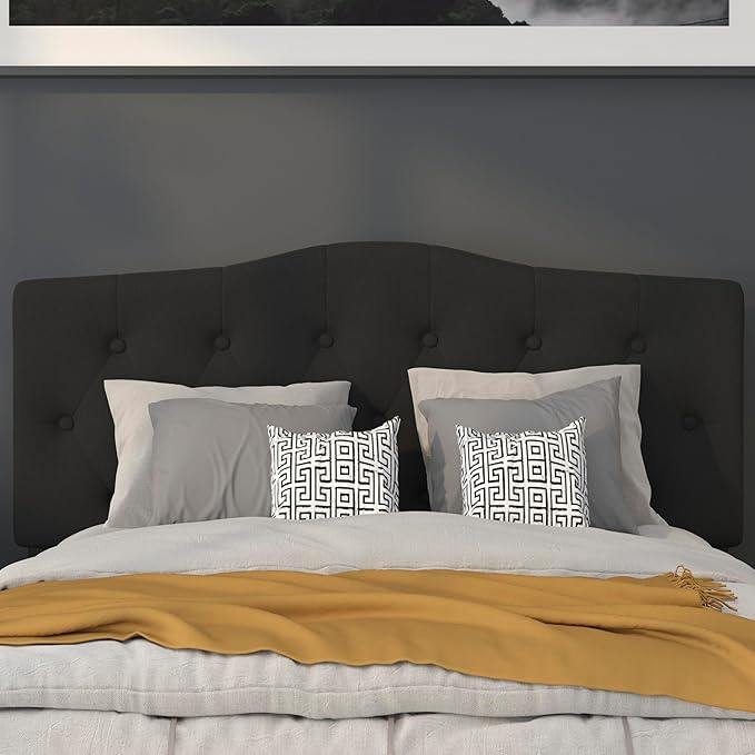 BizChair Tufted Upholstered Full Size Headboard in Black Fabric