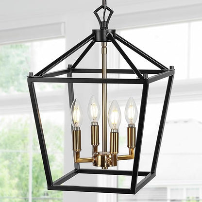 JONATHAN Y JYL7436D Pagoda Lantern Dimmable Adjustable Metal LED Pendant Classic Traditional Farmhouse Dining Room Living Room Kitchen Foyer Bedroom Hallway, 12 in, Oil Rubbed Bronze/Brass Gold