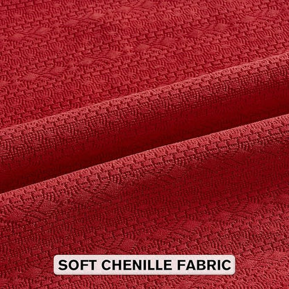 FUTEI Christmas Red Chenille Throw Pillow Covers 18x18 Inch Set of 2,Soft Striped & Diamond Textured Cushion Cases,Modern Home Decor for Couch Living Room