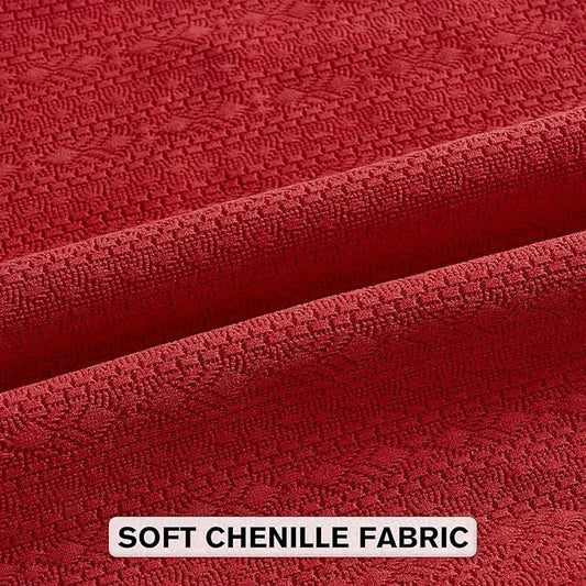 FUTEI Christmas Red Chenille Throw Pillow Covers 22x22 Inch Set of 2,Soft Striped & Diamond Textured Cushion Cases,Modern Home Decor for Couch Living Room