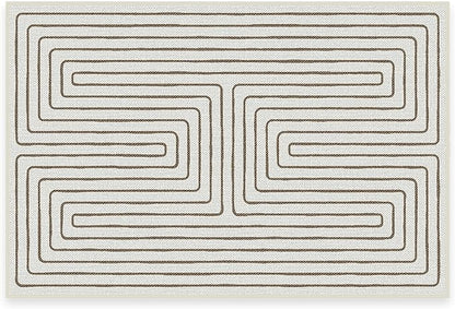 RUGGABLE x Jonathan Adler Machine Washable Modern Area Rug– Labyrinth Camel/Ivory 2x3, Stain-Resistant, Non-Slip – Small Rugs for Living Room, Bedroom, Hallway, Entryway & Bathroom–with Cushioned Pad