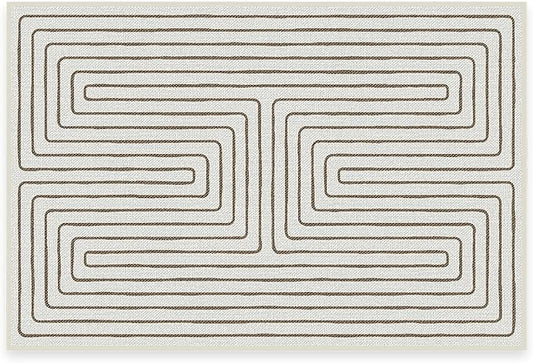 RUGGABLE x Jonathan Adler Machine Washable Modern Area Rug – Labyrinth Camel/Ivory 2x3, Stain-Resistant, Non-Slip – Small Rugs for Living Room, Bedroom, Hallway, Entryway & Bathroom–with Standard Pad