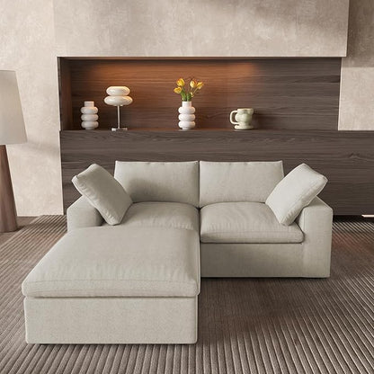 Cloud Couch Modular Sectional Sofa with Storage Ottoman,L Shaped Couch for Living Room,80.3" inch Down Filled 3 Seater Convertible Sectional Sofas for Office Apartment