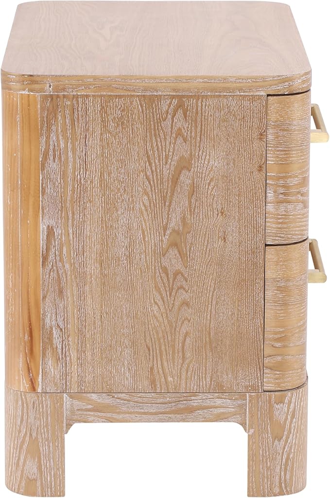 Christopher Knight Home Egbert Modern Nightstand with Drawers, Wooden Small Night Stand with Rounded Corners Design, Bedside Table/End Table for Bedroom, Multipurpose Storage Cabinet, Natural