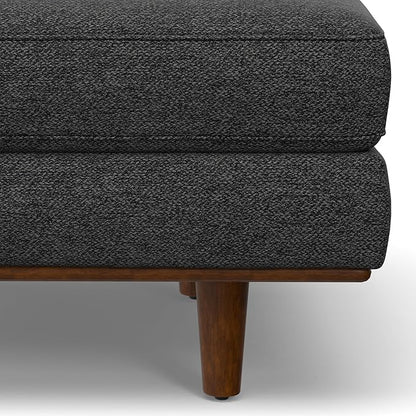 SIMPLIHOME Morrison 33-inch Wide Table Ottoman in Charcoal Grey Woven-Blend Fabric, Multifunctional Footrest, Coffee Table, or Extra Seating for Living Room, Mid-Century Modern Style