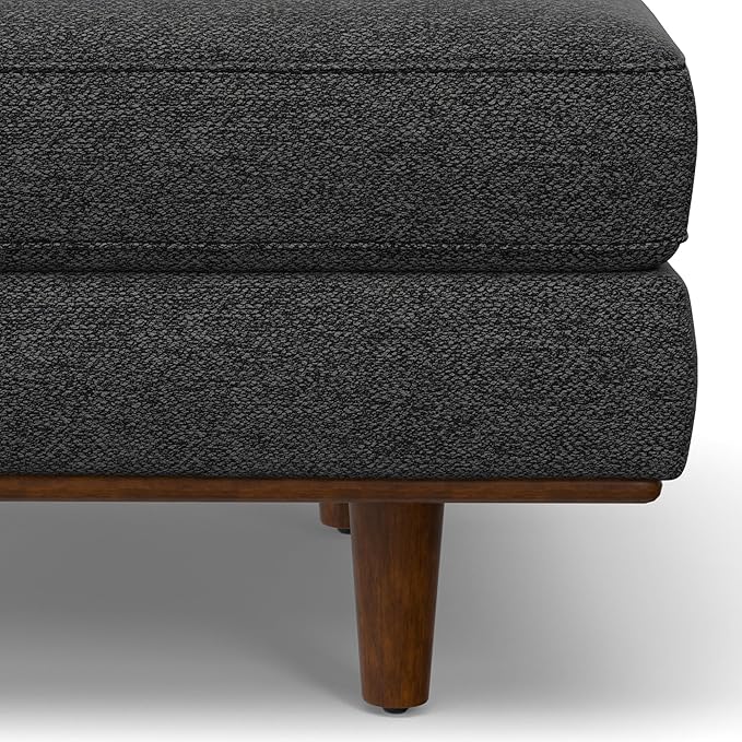 SIMPLIHOME Morrison 49-inch Wide Table Ottoman in Charcoal Grey Woven-Blend Fabric, Multifunctional Footrest, Coffee Table, or Extra Seating for Living Room, Mid-Century Modern Style
