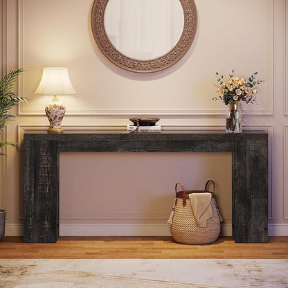 Tribesigns 70.9-Inch Long Console Table, Farmhouse Wooden Entryway Sofa Table Behind Couch, Narrow Entry Console for Living Room, Hallway, Entrance, Foyer, Black